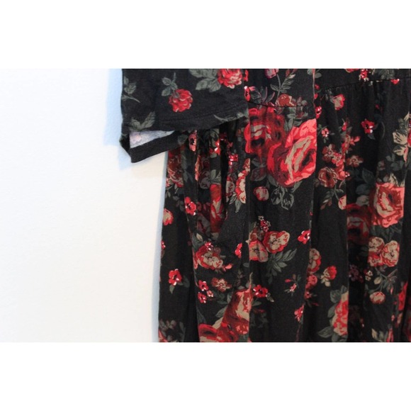 Torrid Floral Mini Super Soft Skater Dress Black Red Plus Size 4 4X H14738 - Picture 7 of 13